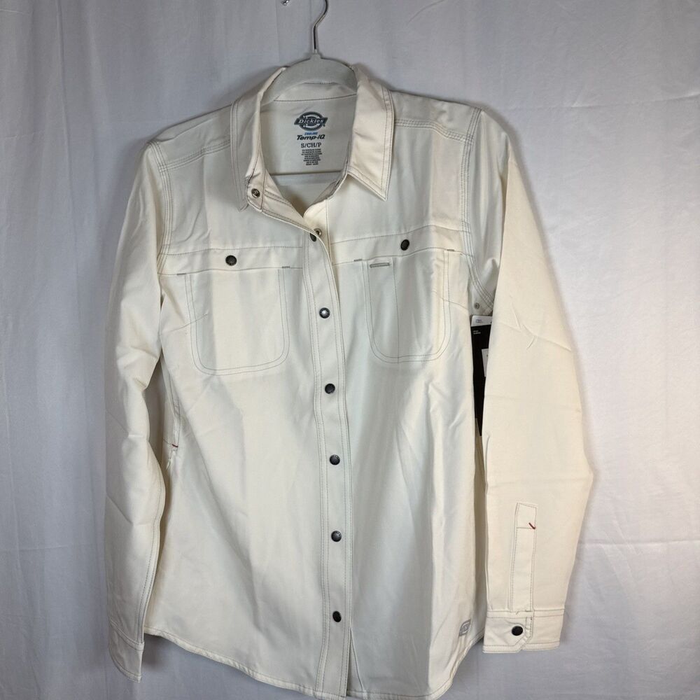 Dickies Women’s Cooling Utility Shirt Temp-iQ Long Sleeve Small Beige Snap NWT